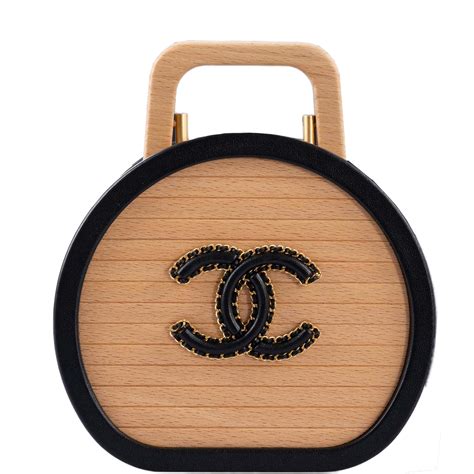 chanel wood case western resident|Chanel Round CC Vanity Case Beechwood and Black Lambskin .